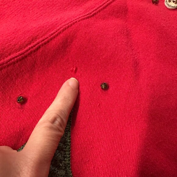 Vintage Christmas Sweater Open Cardigan Red Snowman Embellished Retro Holiday - Picture 8 of 8